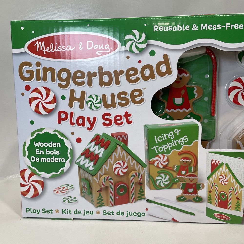 Melissa &‎ Doug Gingerbread House Wooden Play Set 38 Pieces Christmas New - Picture 2 of 7
